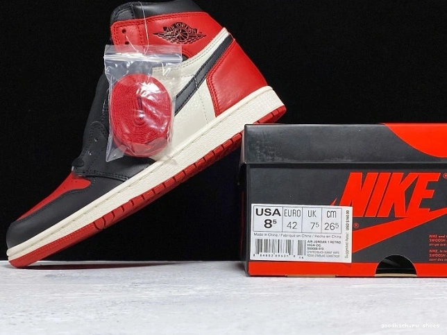 Rep Retro Air 1 Jordan OG High Toe 555088-610 Bred 0708